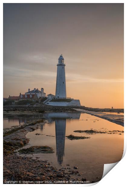 st marys light house Print by stephen cooper