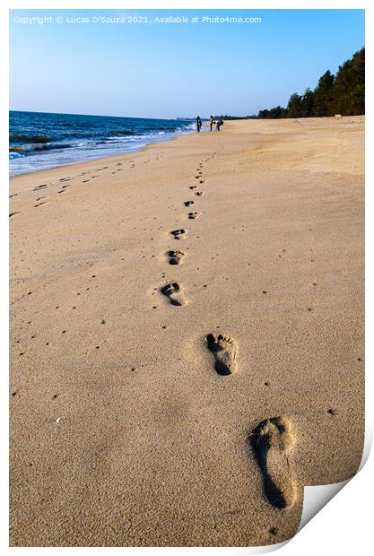 Footprints on the sand Print by Lucas D'Souza