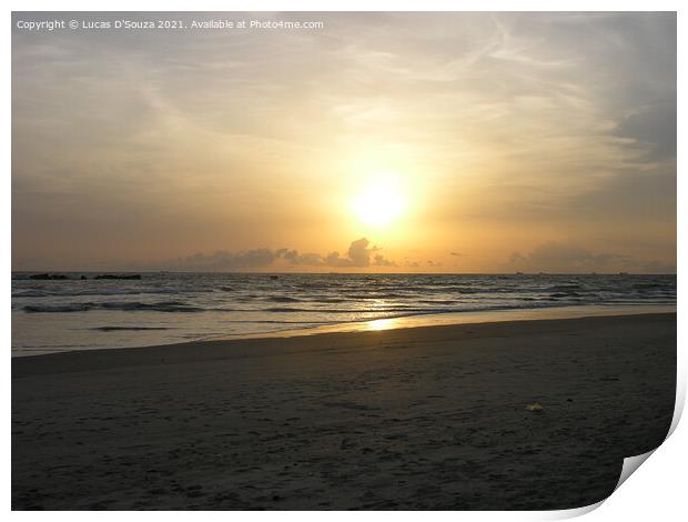 Sunset on the beach Print by Lucas D'Souza