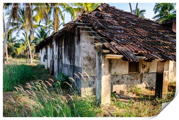 Abandoned tile roof house Print by Lucas D'Souza