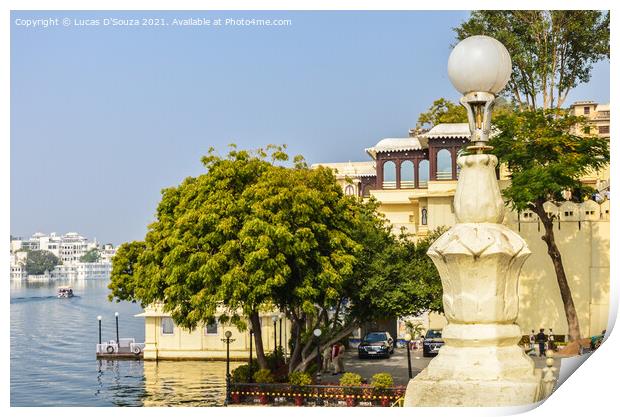 Pichola lake at Udaipur Print by Lucas D'Souza