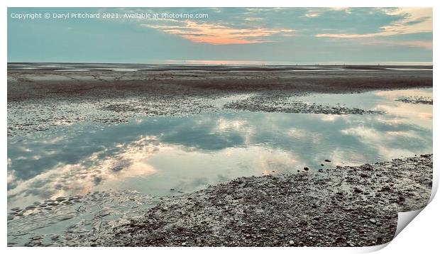 Blackpool beach sunset Print by Daryl Pritchard videos