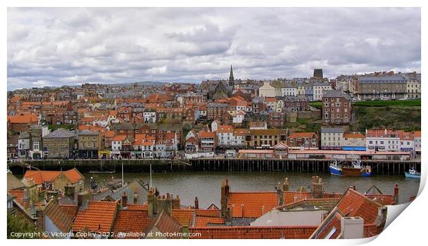 Whitby rooftops Print by Victoria Copley