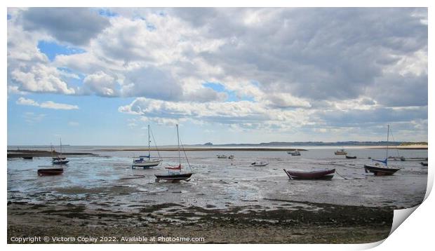 Boats of Lindisfarne Print by Victoria Copley