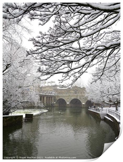 Winter Wonderland by Pulteney Bridge Print by Roger Mechan