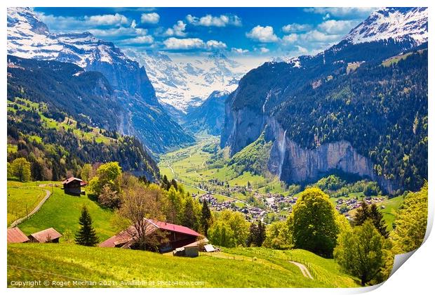 Cascade of the Swiss Alps Print by Roger Mechan