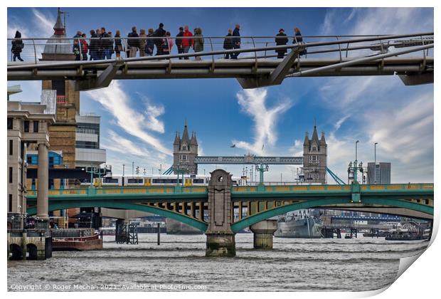 London's Iconic Triple Bridge View Print by Roger Mechan