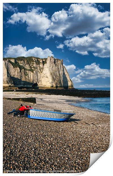 Chalk Cliffs and Determined Rowers Print by Roger Mechan