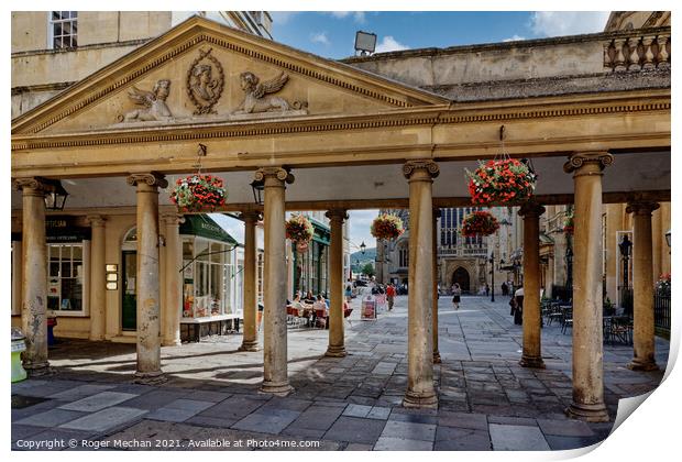 Bath Abbey's Colonnaded Portico Print by Roger Mechan