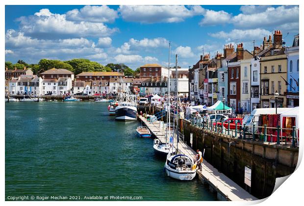 Vibrant Weymouth Harbour Scene Print by Roger Mechan