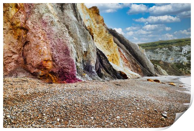 Vibrant Cliffs of Alum Bay Print by Roger Mechan