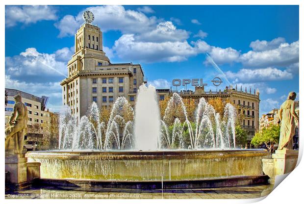 The Opel Building and its Fountains Print by Roger Mechan