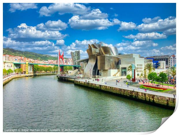 Iconic Bilbao Guggenheim in summer splendour Print by Roger Mechan
