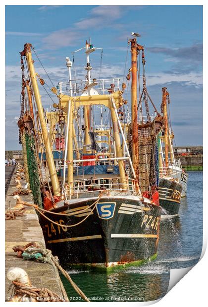 Harbour of Fishing Trawlers Print by Roger Mechan