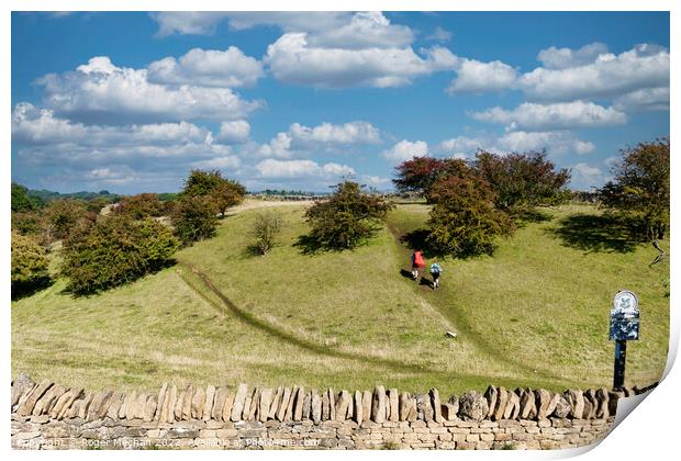 Trekking Through Cotswolds Print by Roger Mechan