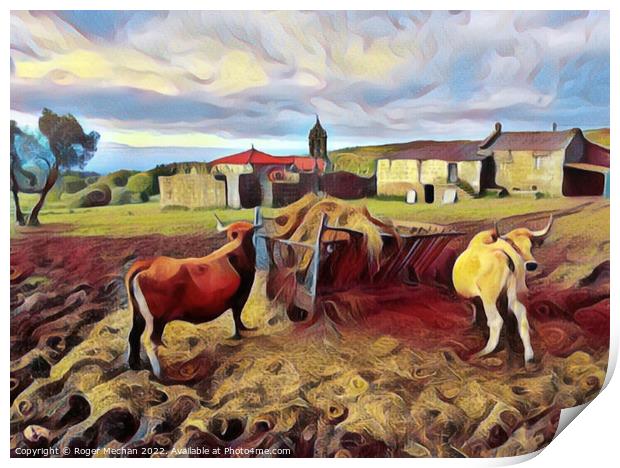 Rustic Charm of Basque Farm Life Print by Roger Mechan
