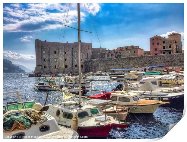 Dubrovnik's Ancient Wall and Harbour Print by Roger Mechan