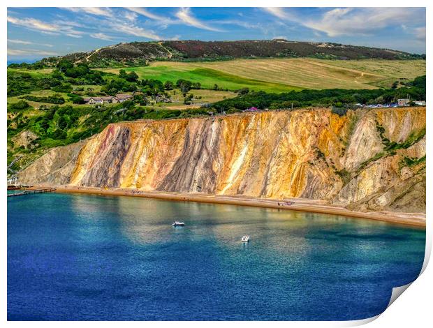 Vibrant Alum Bay Cliffs Print by Roger Mechan