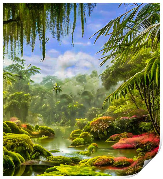 Serenity in Amazon's Jungle Print by Roger Mechan