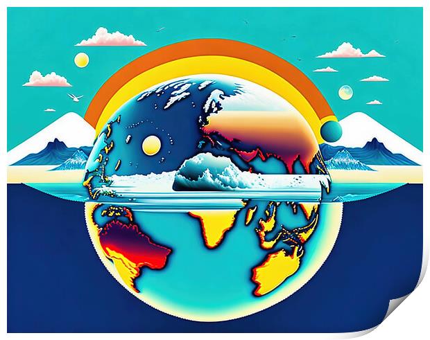 "Vanishing Continents" Print by Roger Mechan
