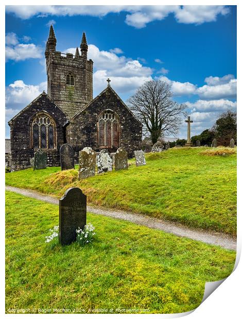 Sheepstor church  Dartmoor Devon Print by Roger Mechan