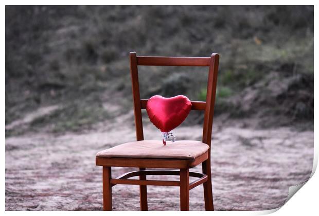 Red heart on the chair Print by Stan Lihai