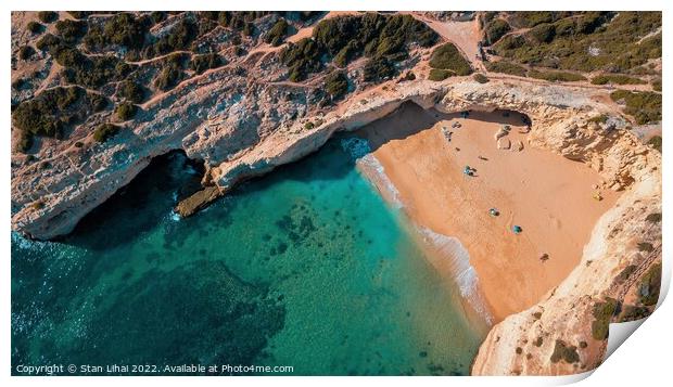 Atlantic beache and cliffs of Algarve Print by Stan Lihai