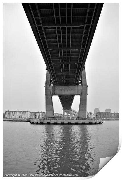 Bridge over the Huangpu river Print by Stan Lihai