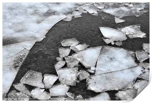 Broken ice in lake Print by Stan Lihai