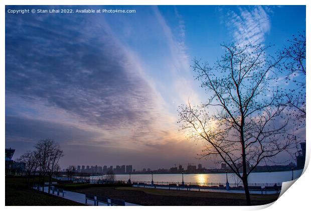 Sunset over Huangpu river  Print by Stan Lihai