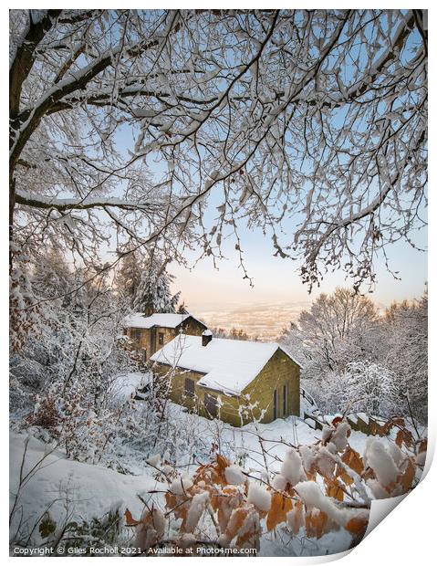 Snowy Yorkshire landscape Print by Giles Rocholl