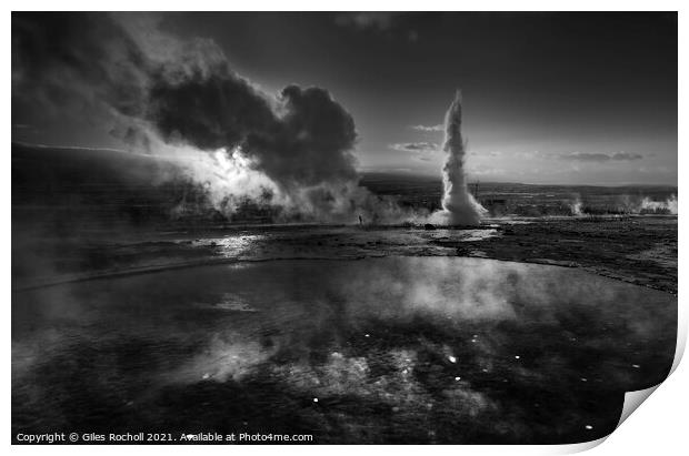 Exploding geyser Iceland Print by Giles Rocholl