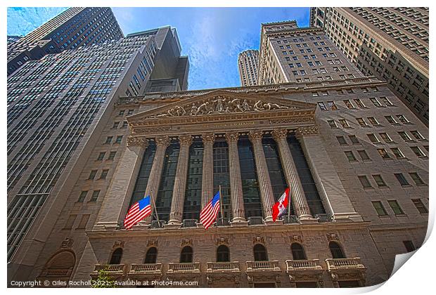 Wall Street New York Print by Giles Rocholl
