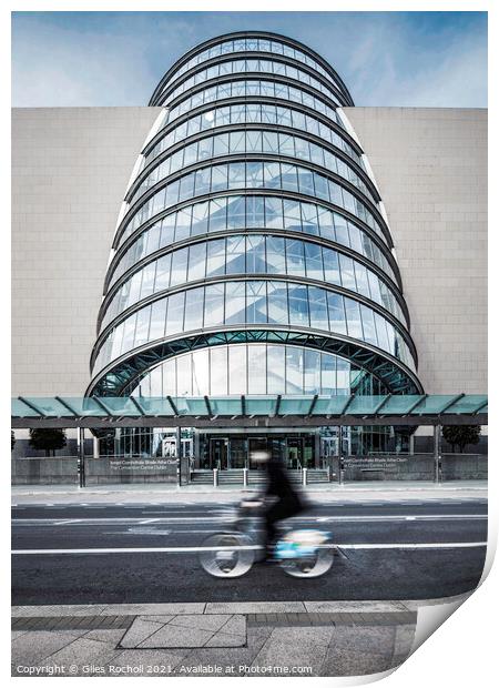 Cyclist Convention centre Dublin Ireland Print by Giles Rocholl