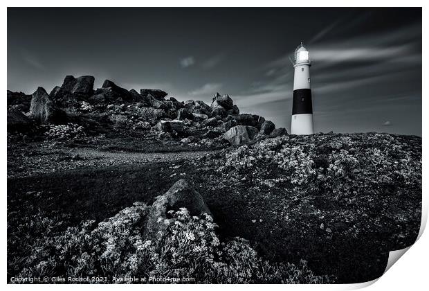 Portland Bill lighthouse Dorset Print by Giles Rocholl