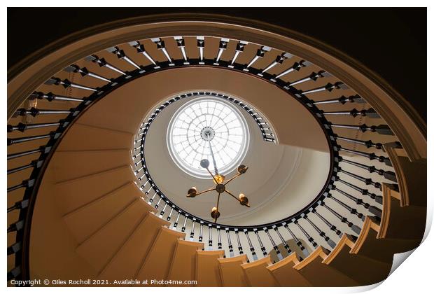 Spiral staircase eye shaped. Print by Giles Rocholl