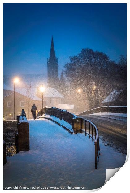 Snow Otley winter Yorkshire Print by Giles Rocholl