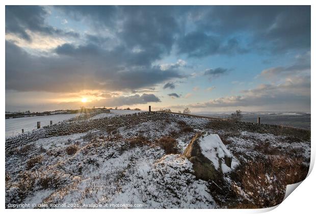 Snow Otley Chevin Yorkshire Print by Giles Rocholl