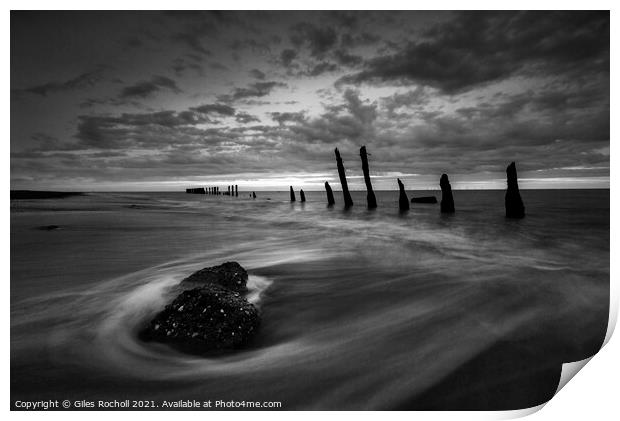 Waves beach Spurn point Yorkshire Print by Giles Rocholl