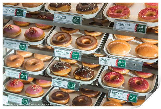 Doughnuts food Krispy Kreme Print by Giles Rocholl