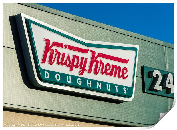 Doughnuts food Krispy Kreme logo Print by Giles Rocholl
