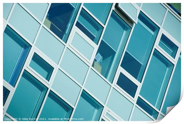 Abstract modern office windows metallic Print by Giles Rocholl