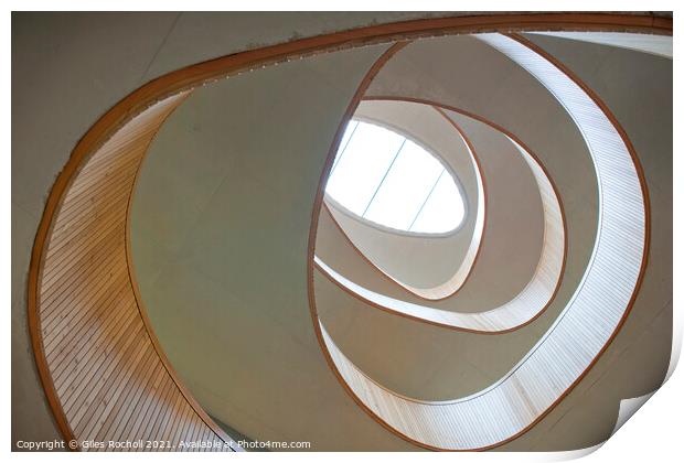 Abstract spiral stair well Print by Giles Rocholl