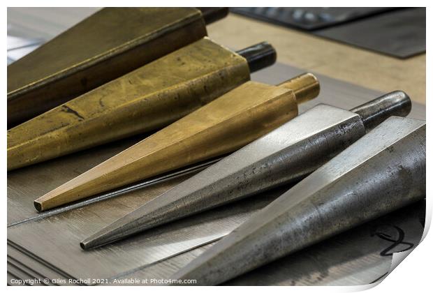 Old tools organ pipe shapers Print by Giles Rocholl