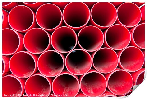 Abstract red plastic tubes Print by Giles Rocholl