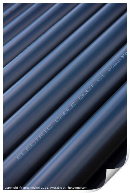 Abstract black plastic tubes Print by Giles Rocholl