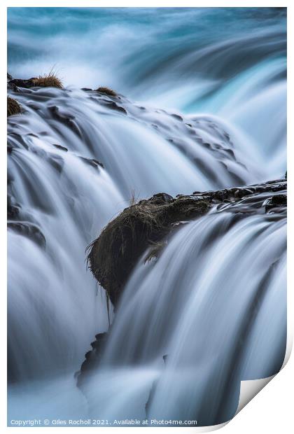 Waterfalls Bruarfoss Iceland  Print by Giles Rocholl