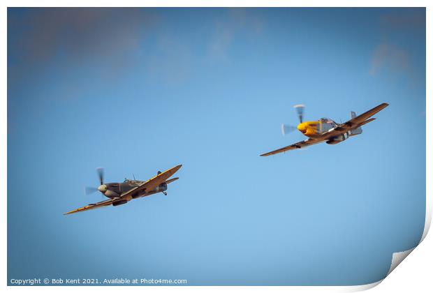 Spitfire and P-51 Mustang Print by Bob Kent