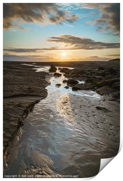 Barmouth Beach Sunset Print by Bob Kent