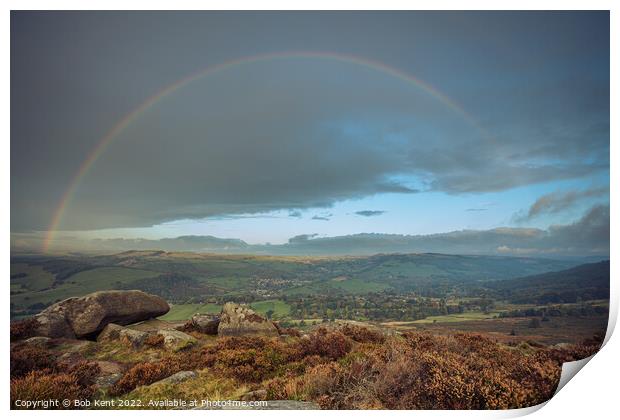 Rainbow Over Curbar Print by Bob Kent